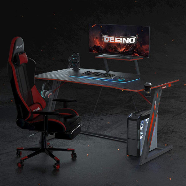 DESINO Z-Leg Gaming Desk with Cup Holder and Headphone Hook - EUCLION