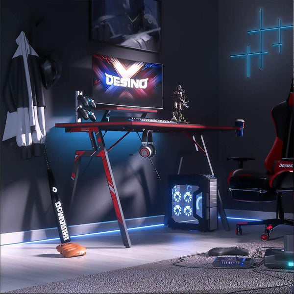DESINO N-Leg Gaming Desk with Cup Holder and Headphone Hook