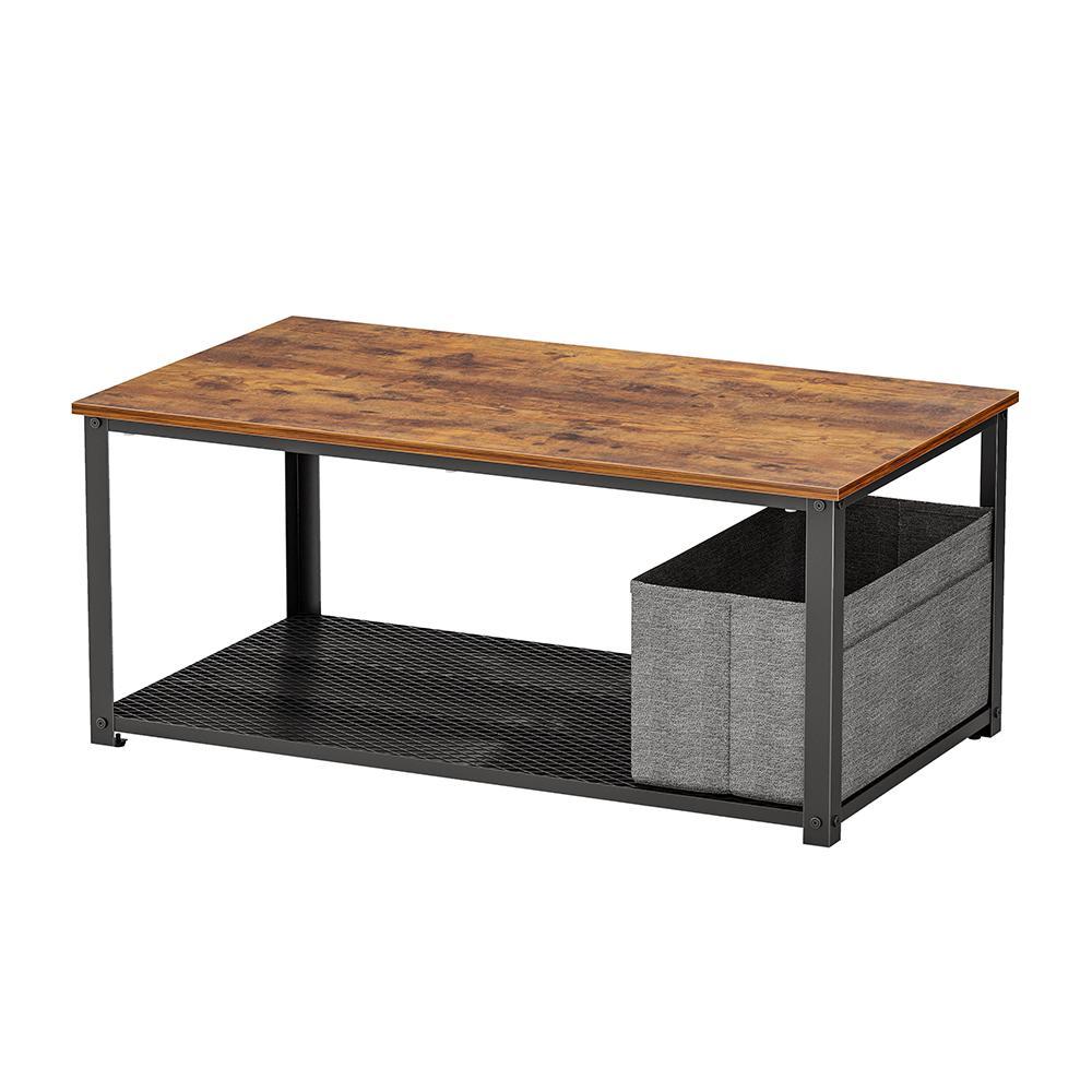 CubiCubi Coffee Table with Storage Shelf - 40.8" / Rustic Brown - EUCLION