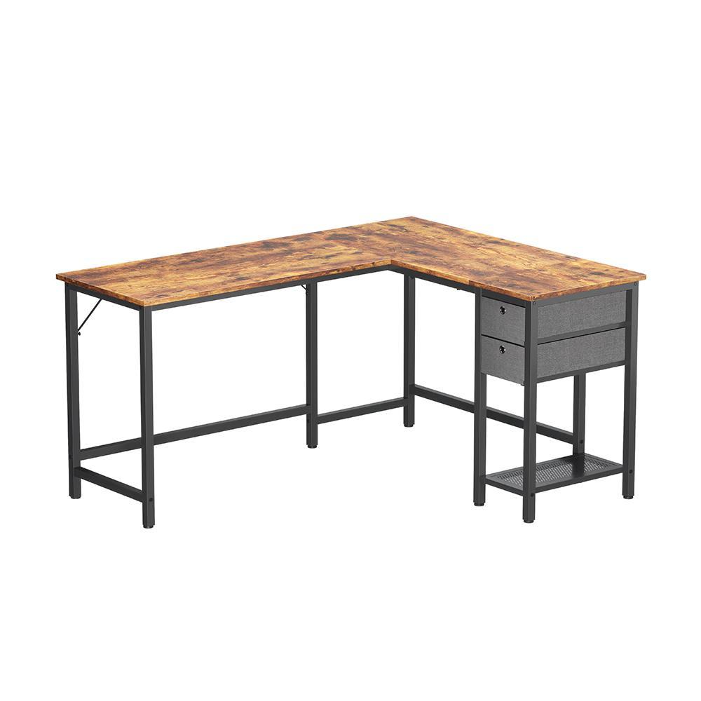 Cubiker L-Shaped Desk with Drawers - 59.1" / Rustic Brown - EUCLION