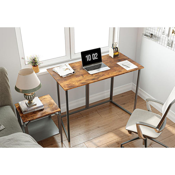 CubiCubi Study Computer Desk 47 Home Office Writing Small Desk, Modern  Simple Style PC Table, Black Metal Frame, Rustic Brown